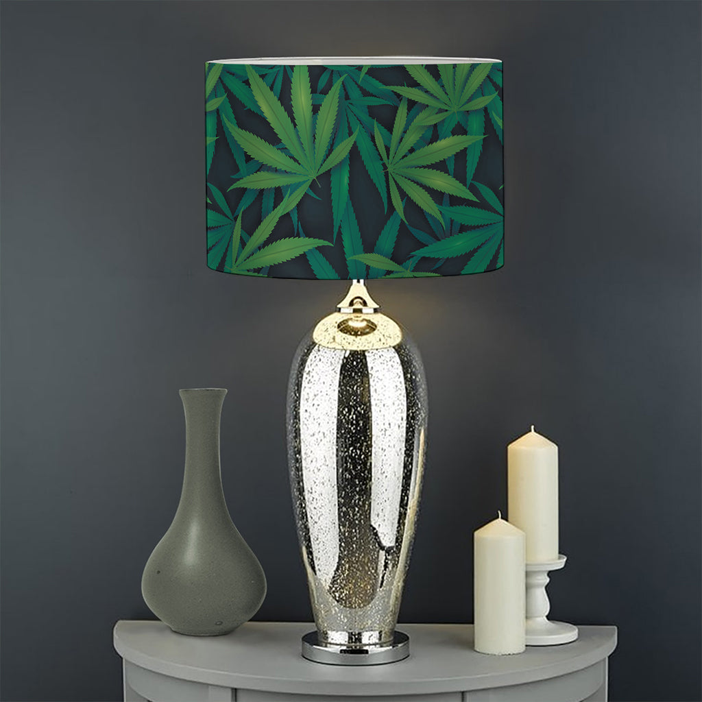Dark Green Hemp Pattern Print Drum Lamp Shade