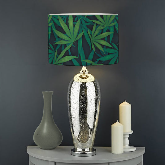 Dark Green Hemp Pattern Print Drum Lamp Shade