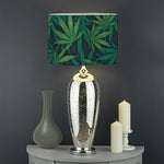 Dark Green Hemp Pattern Print Drum Lamp Shade