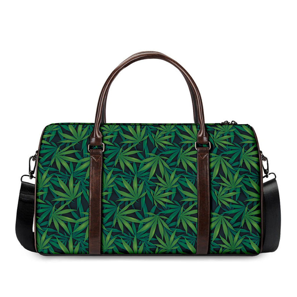 Dark Green Hemp Pattern Print Duffle Bag