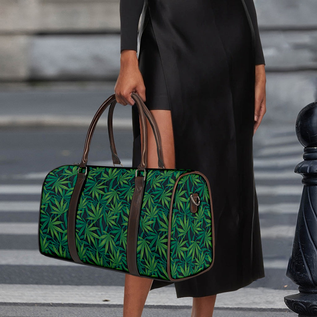 Dark Green Hemp Pattern Print Duffle Bag