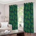 Dark Green Hemp Pattern Print Extra Wide Grommet Curtains