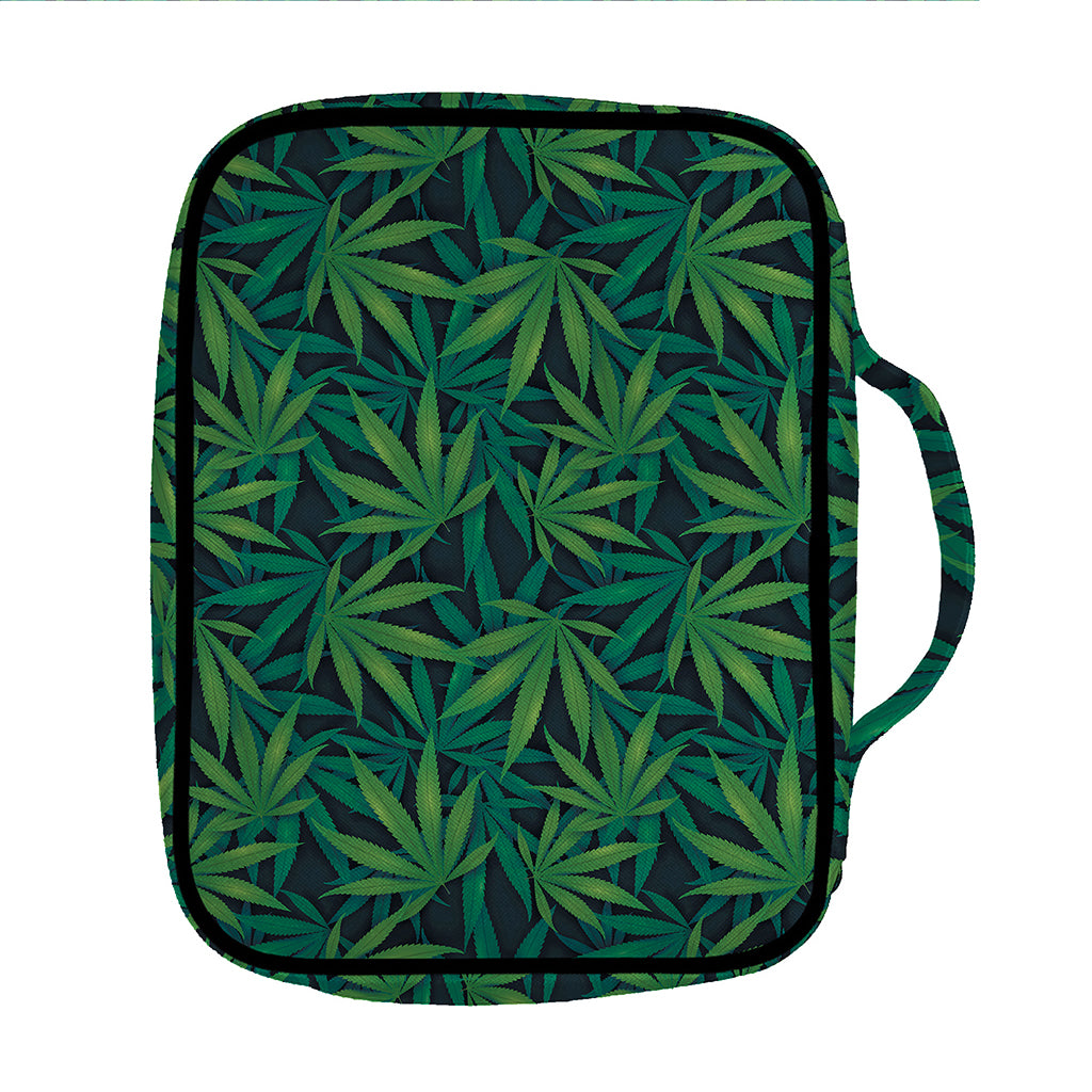 Dark Green Hemp Pattern Print Front Pocket Bible Bag
