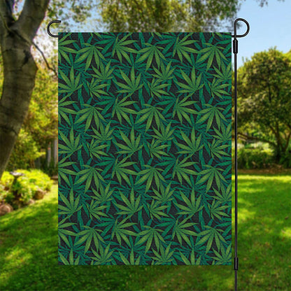 Dark Green Hemp Pattern Print Garden Flag