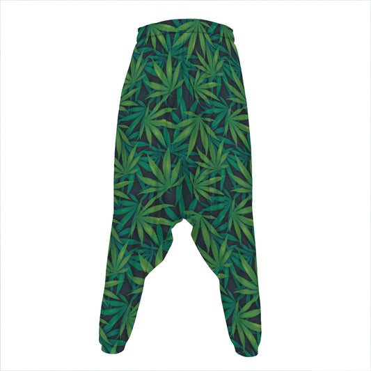 Dark Green Hemp Pattern Print Hammer Pants