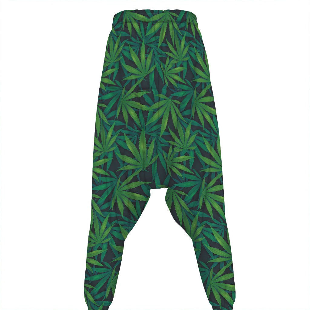 Dark Green Hemp Pattern Print Hammer Pants