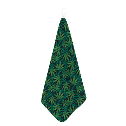 Dark Green Hemp Pattern Print Hand Towel