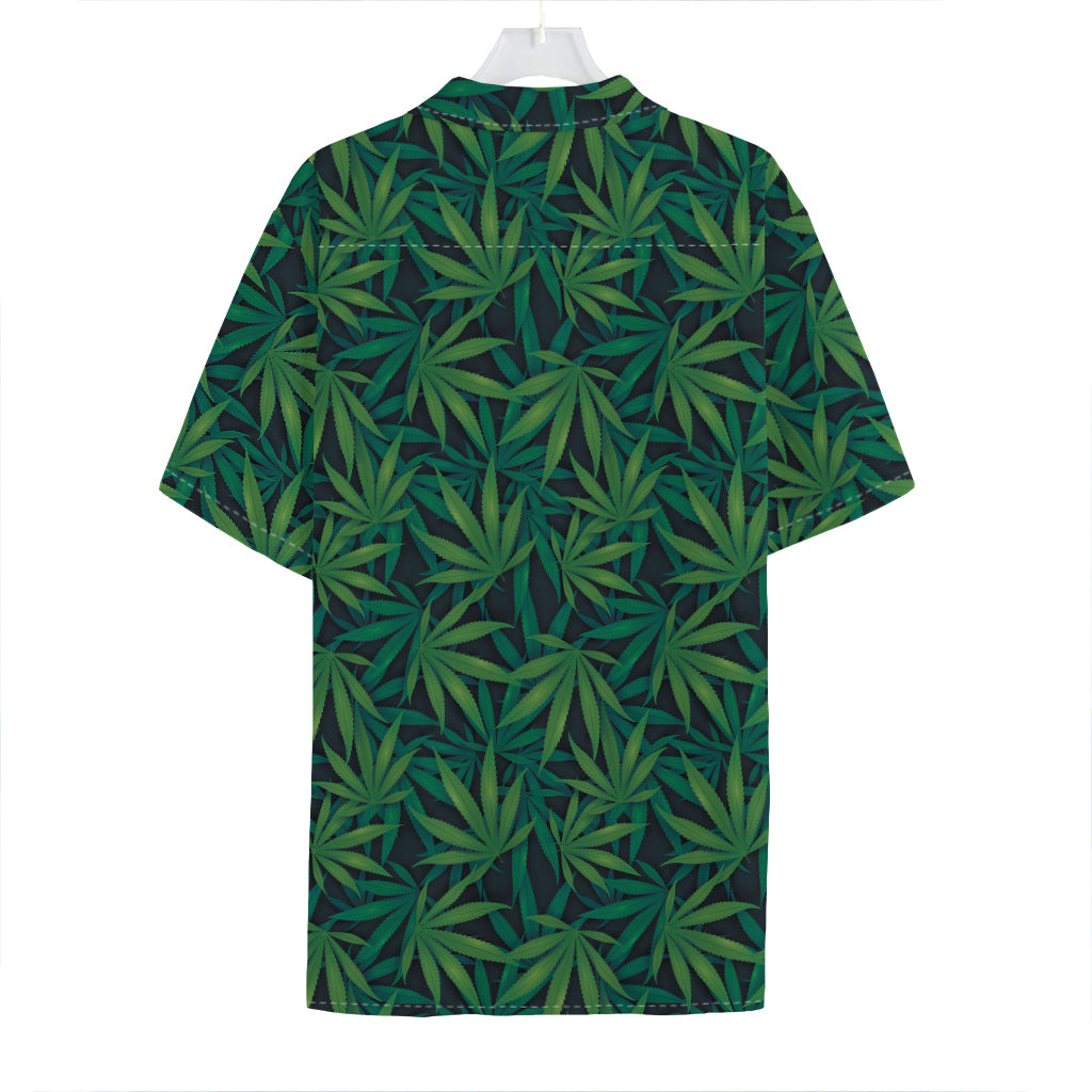 Dark Green Hemp Pattern Print Hawaiian Shirt