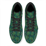 Dark Green Hemp Pattern Print High Top Leather Sneakers