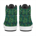 Dark Green Hemp Pattern Print High Top Leather Sneakers