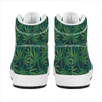 Dark Green Hemp Pattern Print High Top Leather Sneakers