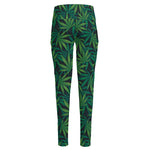 Dark Green Hemp Pattern Print High-Waisted Pocket Leggings