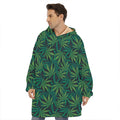 Dark Green Hemp Pattern Print Hoodie Blanket