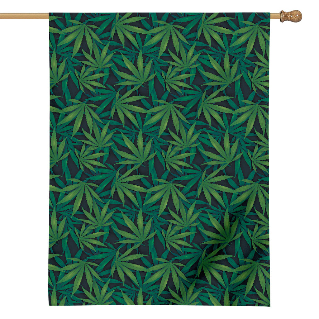 Dark Green Hemp Pattern Print House Flag
