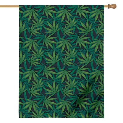 Dark Green Hemp Pattern Print House Flag