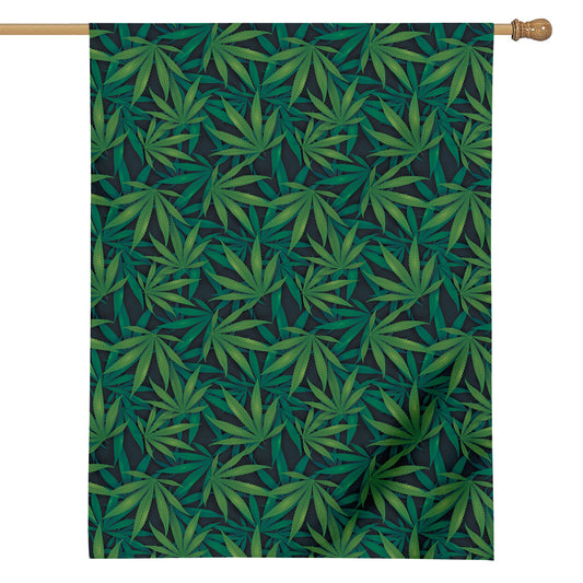 Dark Green Hemp Pattern Print House Flag