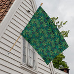 Dark Green Hemp Pattern Print House Flag