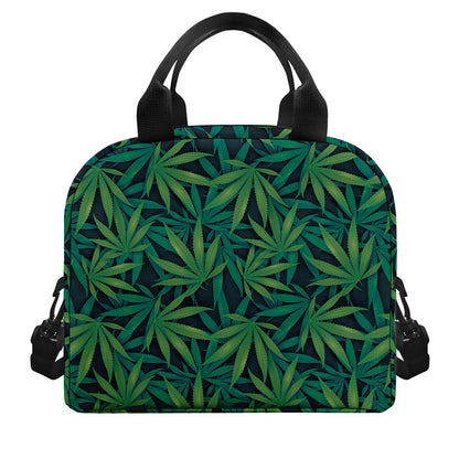 Dark Green Hemp Pattern Print Insulated Lunch Bag