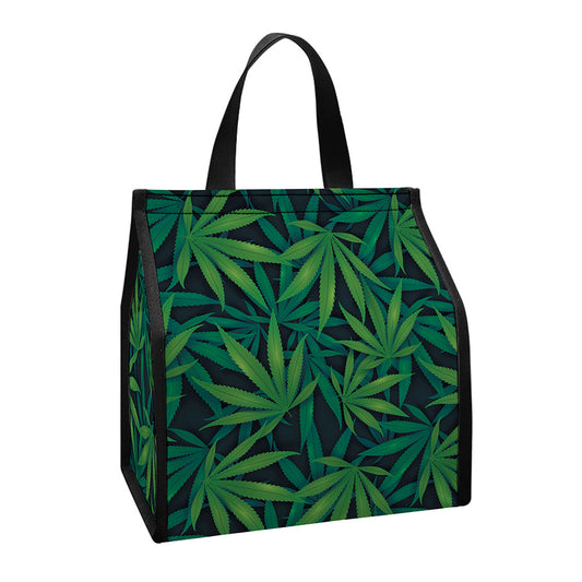 Dark Green Hemp Pattern Print Insulated Lunch Tote