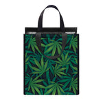 Dark Green Hemp Pattern Print Insulated Lunch Tote