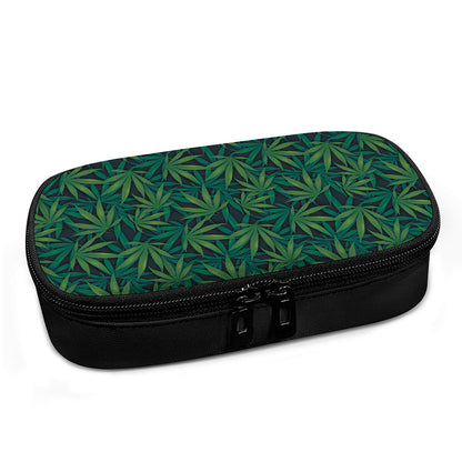 Dark Green Hemp Pattern Print Insulin Cooler Travel Case
