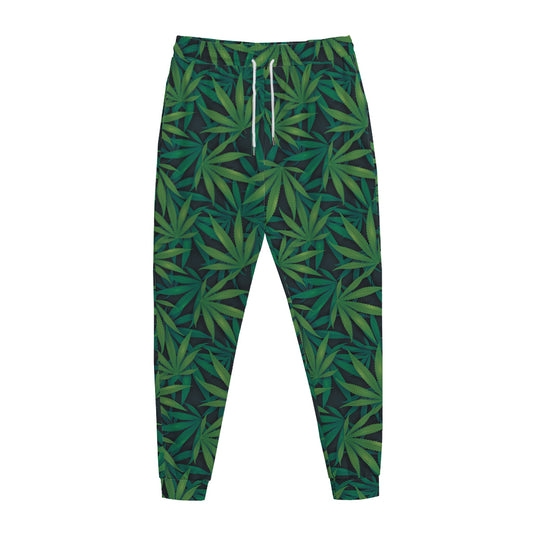 Dark Green Hemp Pattern Print Jogger Pants