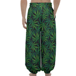 Dark Green Hemp Pattern Print Lantern Pants