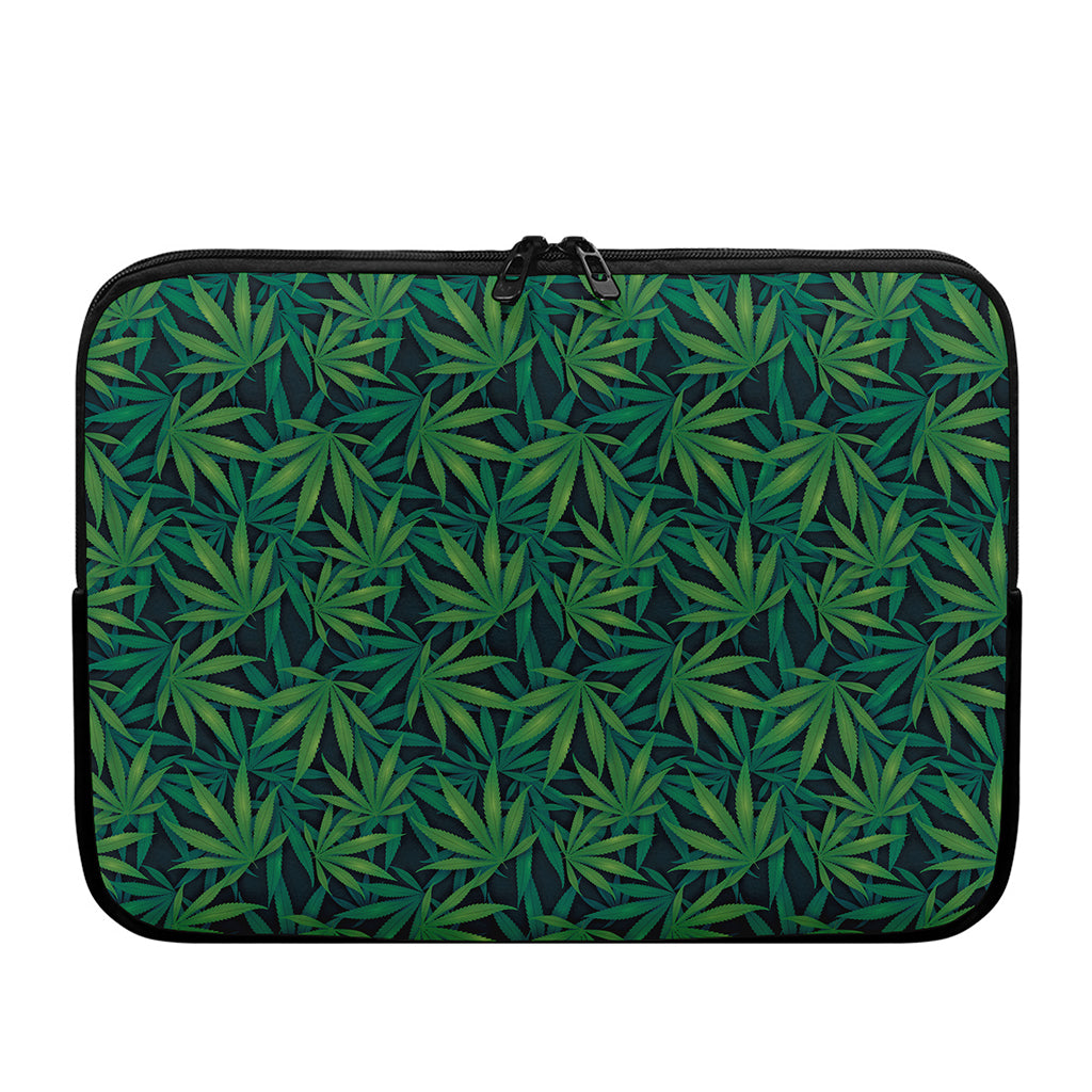 Dark Green Hemp Pattern Print Laptop Sleeve