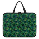 Dark Green Hemp Pattern Print Laptop Sleeve With Handle