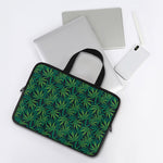 Dark Green Hemp Pattern Print Laptop Sleeve With Handle