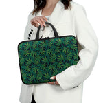 Dark Green Hemp Pattern Print Laptop Sleeve With Handle