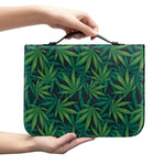 Dark Green Hemp Pattern Print Leather Bible Cover