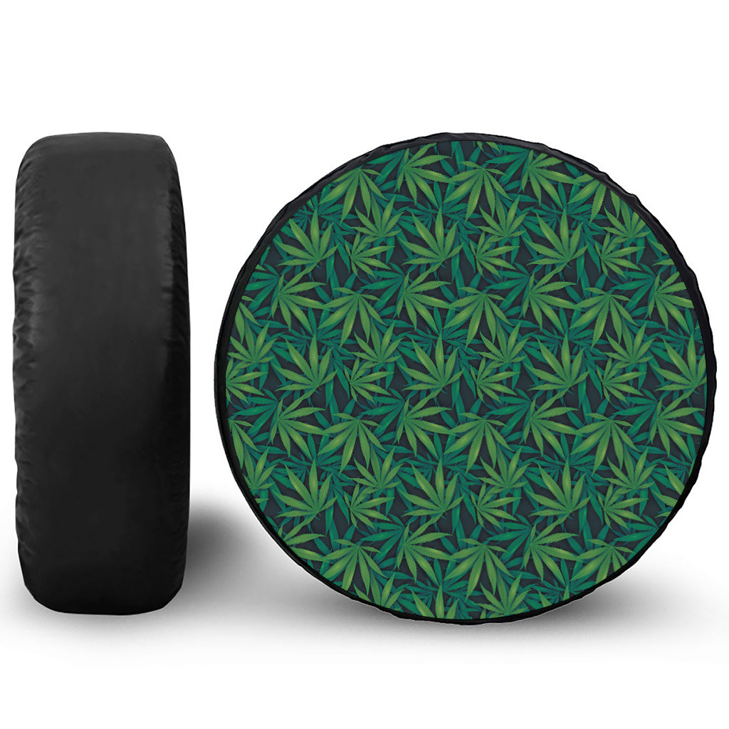 Dark Green Hemp Pattern Print Leather Spare Tire Cover