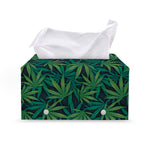 Dark Green Hemp Pattern Print Leather Tissue Box Cover