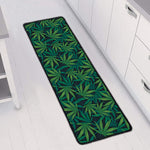Dark Green Hemp Pattern Print Long Kitchen Mat