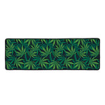 Dark Green Hemp Pattern Print Long Kitchen Mat