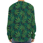 Dark Green Hemp Pattern Print Long Sleeve Baseball Jersey