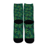 Dark Green Hemp Pattern Print Long Socks