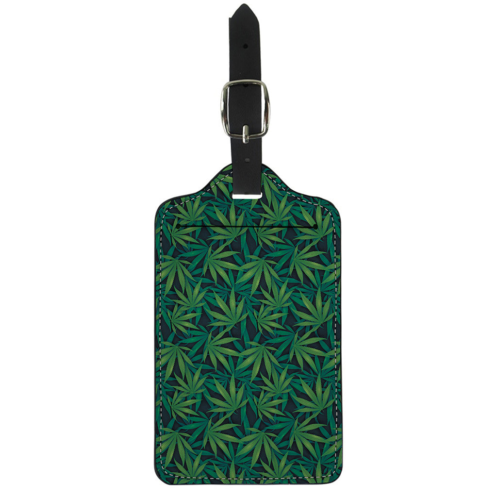 Dark Green Hemp Pattern Print Luggage Tag