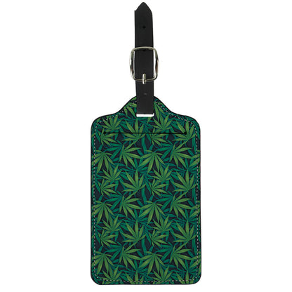 Dark Green Hemp Pattern Print Luggage Tag
