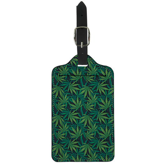 Dark Green Hemp Pattern Print Luggage Tag