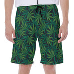 Dark Green Hemp Pattern Print Men's Beach Shorts