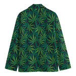 Dark Green Hemp Pattern Print Men's Blazer