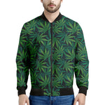 Dark Green Hemp Pattern Print Men's Bomber Jacket