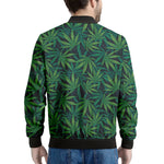 Dark Green Hemp Pattern Print Men's Bomber Jacket