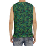 Dark Green Hemp Pattern Print Men's Fitness Tank Top