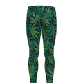Dark Green Hemp Pattern Print Men's Leggings