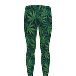 Dark Green Hemp Pattern Print Men's leggings