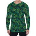 Dark Green Hemp Pattern Print Men's Long Sleeve T-Shirt