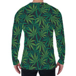 Dark Green Hemp Pattern Print Men's Long Sleeve T-Shirt
